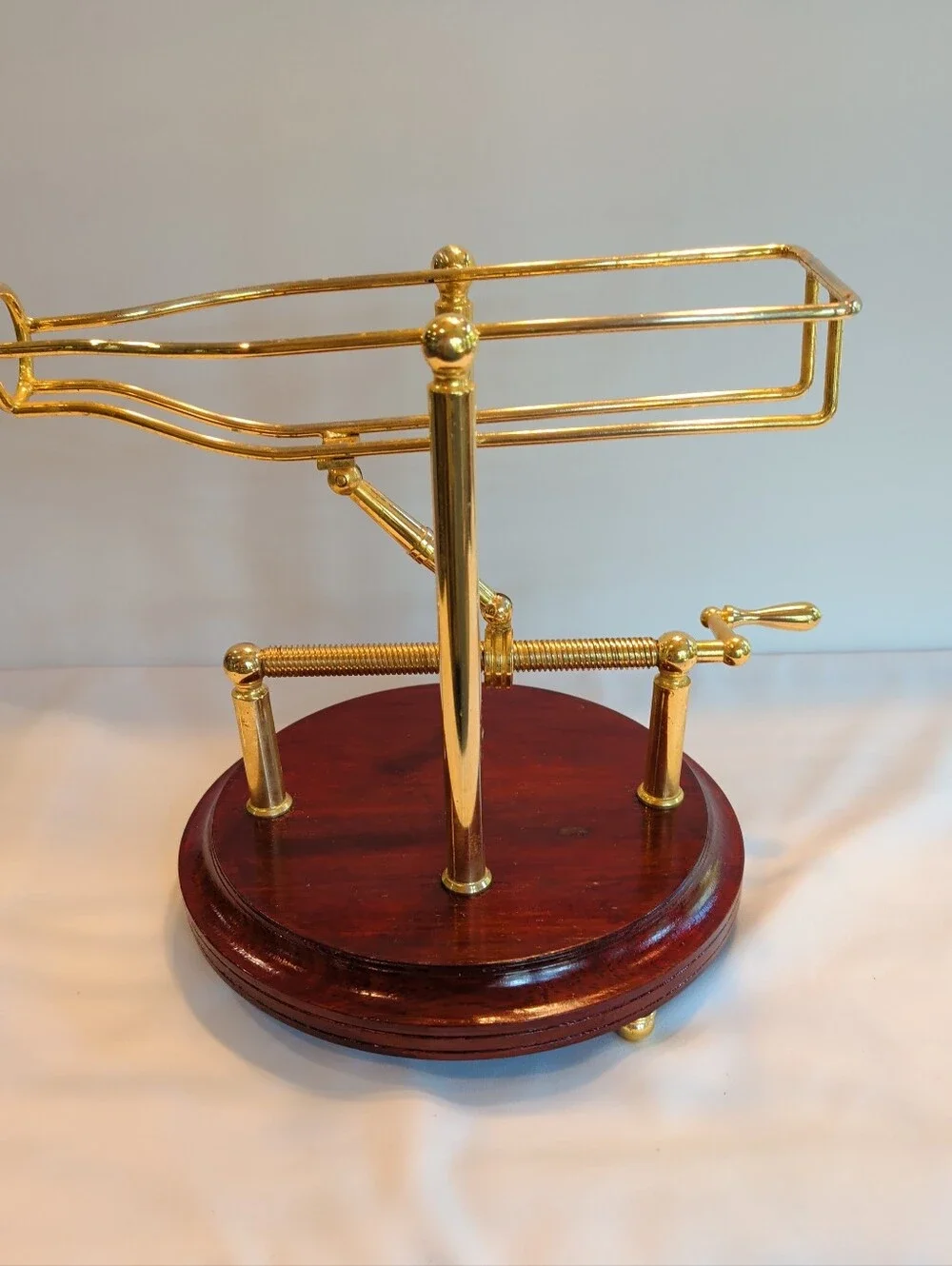 Mechanical Wine Decanting Cradle Brass & Wood Hong Kong  13 x 9